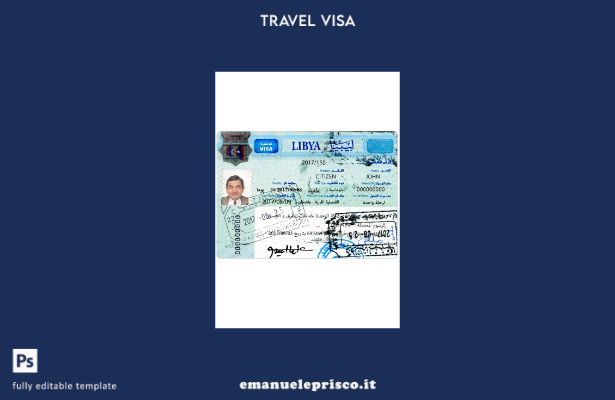 modello di visto di viaggio in Libia in stile verificato